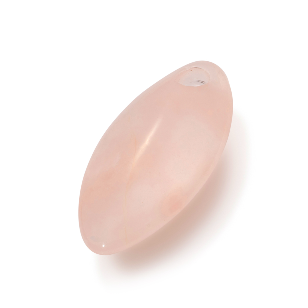 Pendant Gemstone - Polished Leaf Rose Quartz - 33mm