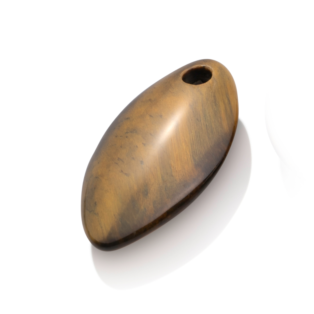 Pendant Gemstone - Polished Leaf Tiger Eye - 33mm