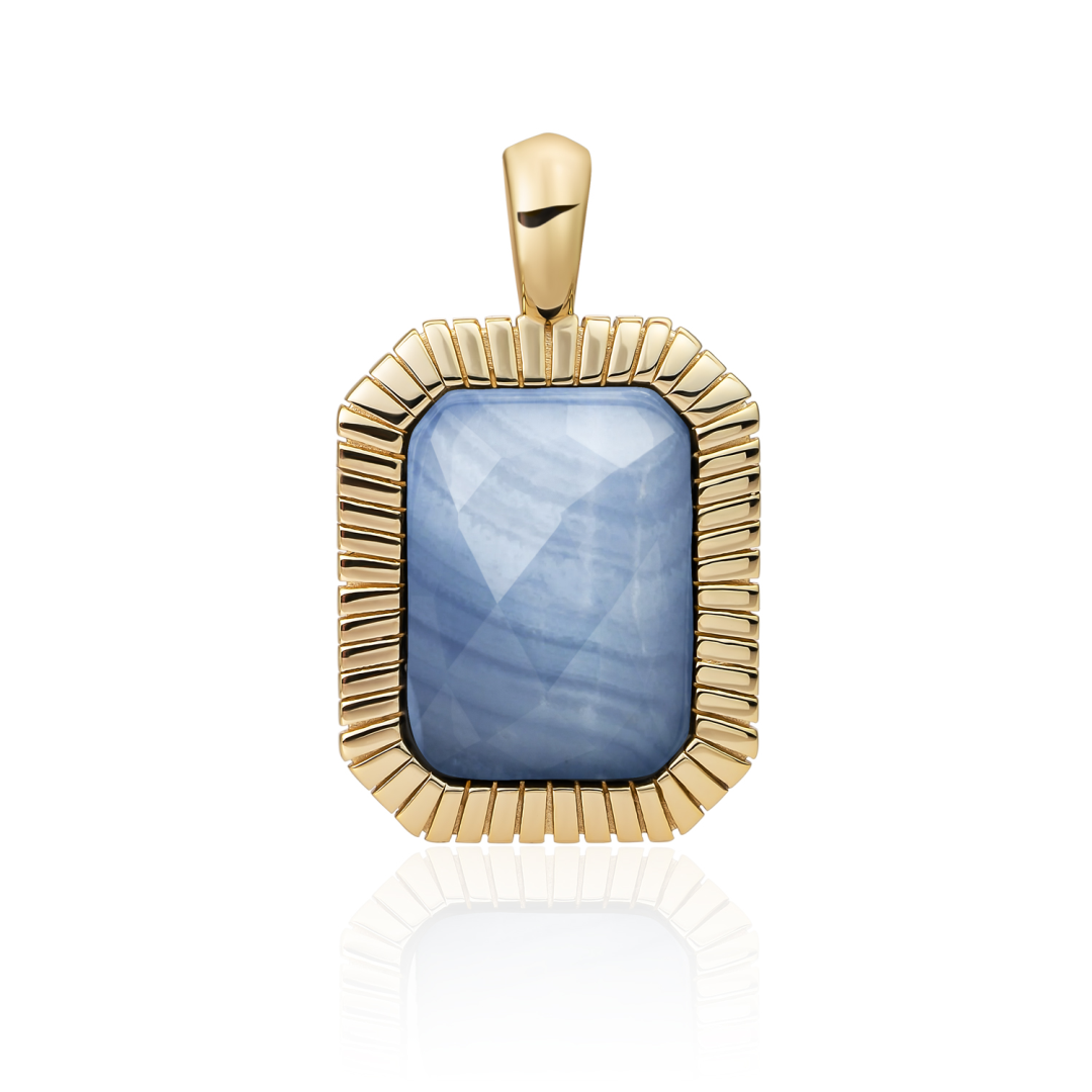 Pendant | Gold - Blue Aventurine Baguette
