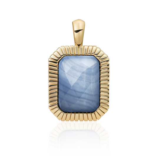Pendant | Gold - Blue Aventurine Baguette