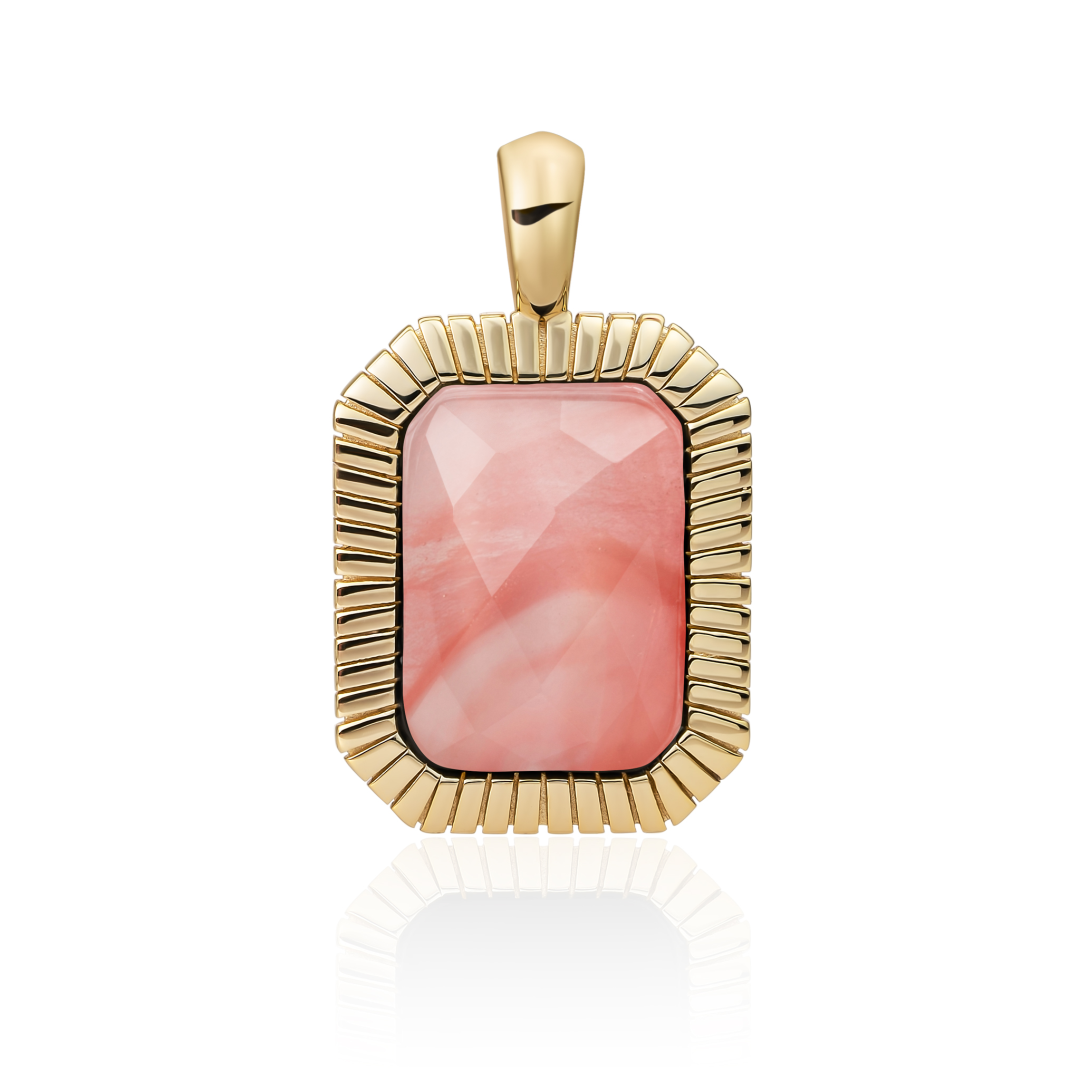 Pendant | Gold - Cherry Quartz Baguette