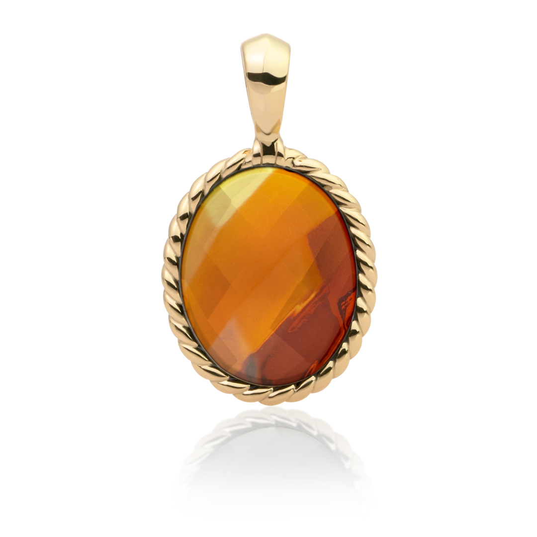 Pendant - Gold - Citrine Quartz Twist