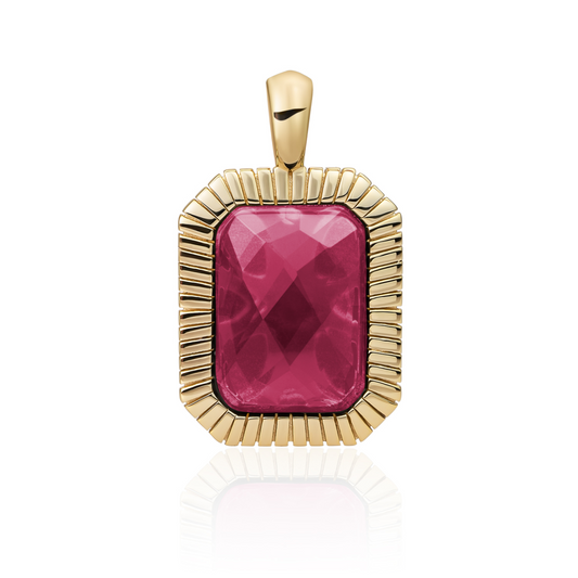Pendant | Gold - Fuchsia Quartz Baguette