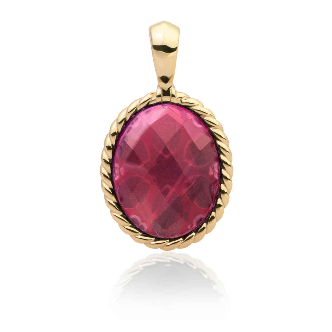 Pendant | Gold - Fuchsia Quartz Twist