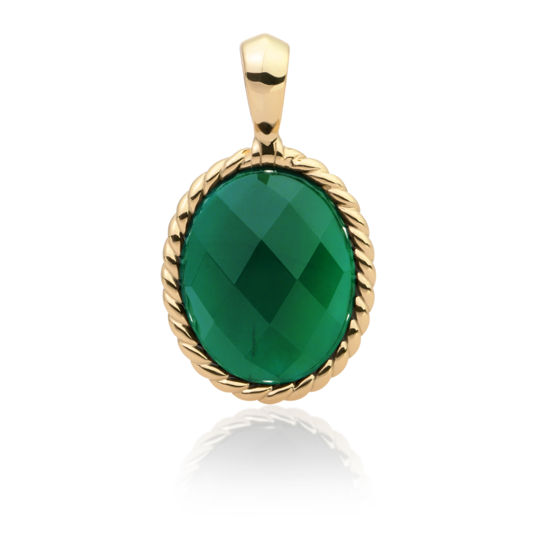 Pendant | Gold - Green Onyx Twist