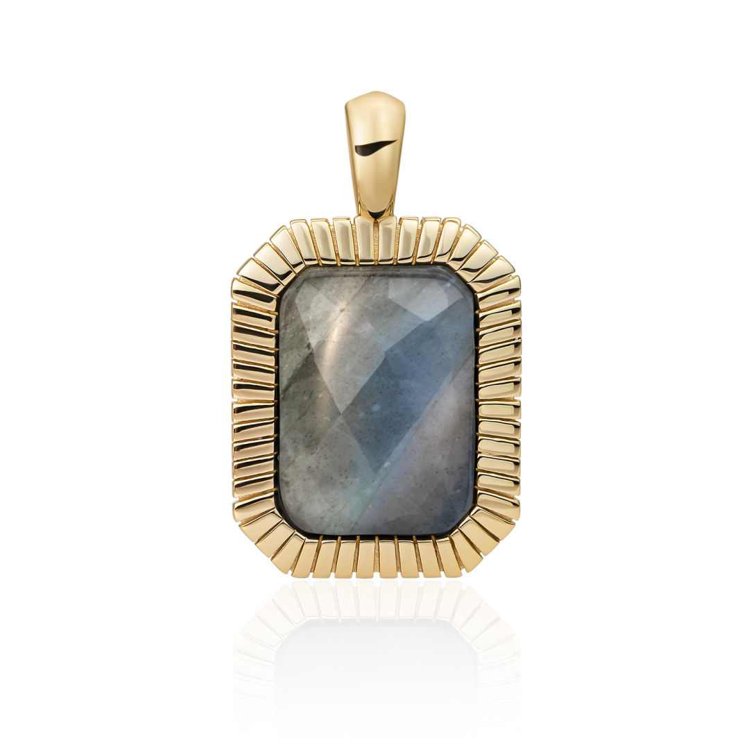 Pendant | Gold - Labradorite Baguette