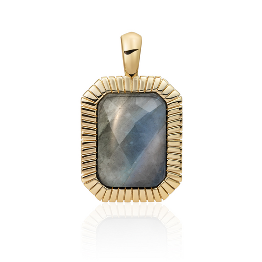 Pendant | Gold - Labradorite Baguette