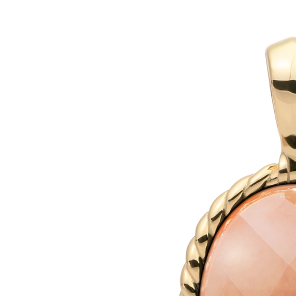 Pendant - Gold - Peach Rhodonite Twist
