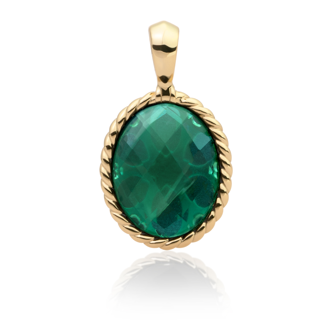 Pendant | Gold - Petrol Green Quartz Twist
