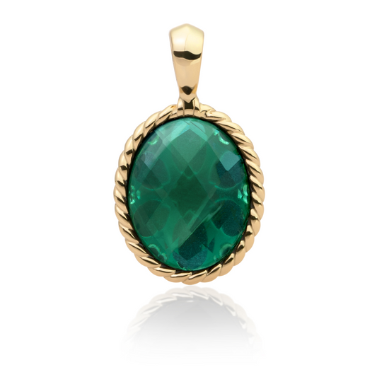 Pendant | Gold - Petrol Green Quartz Twist