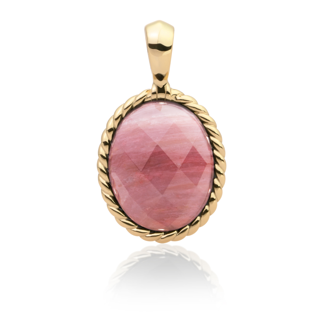 Pendant | Gold - Pink Rhodonite Twist