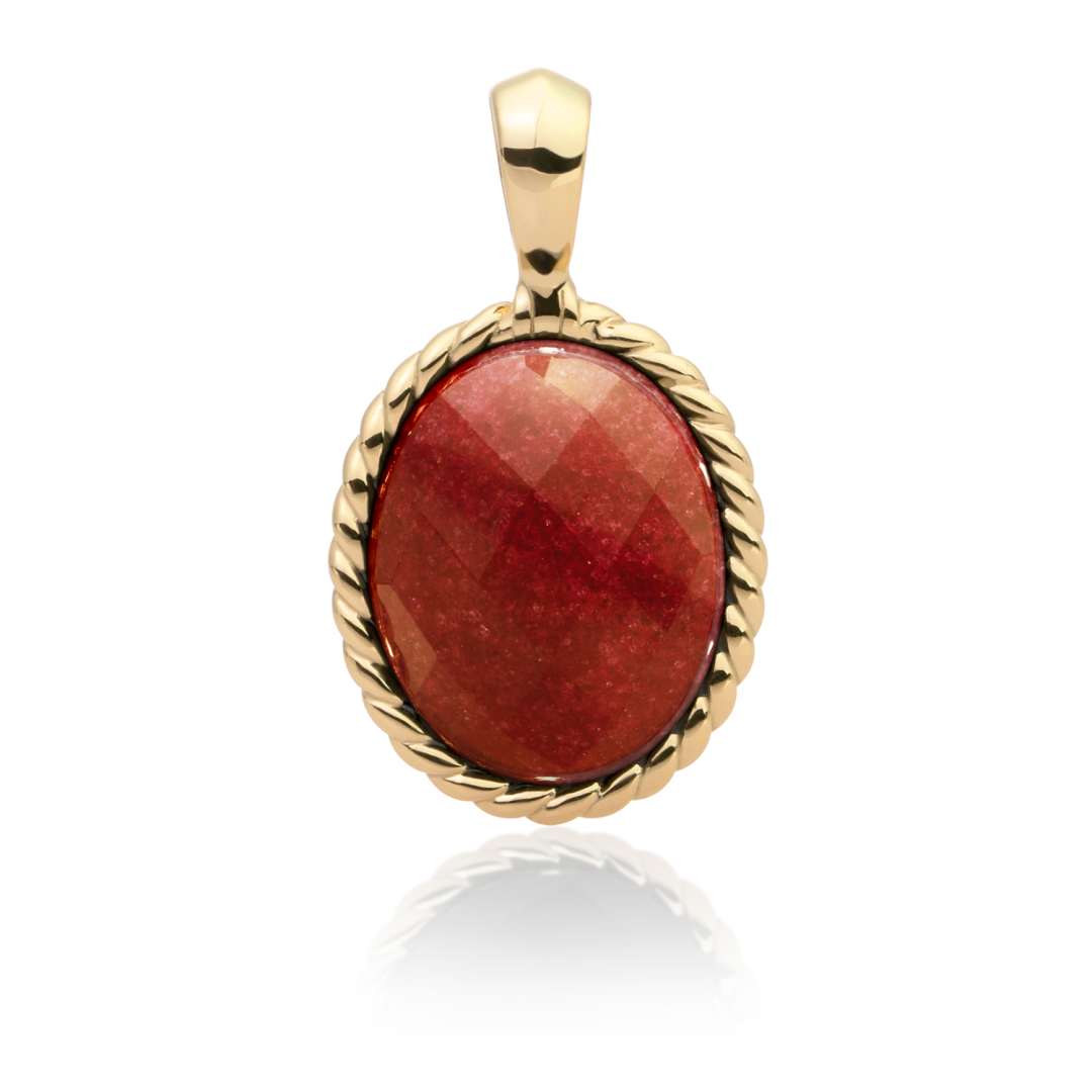 Pendant - Gold - Red Coral Twist