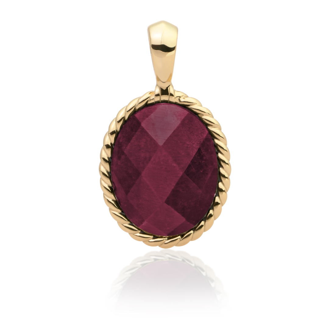 Pendant - Gold - Red Jade Twist