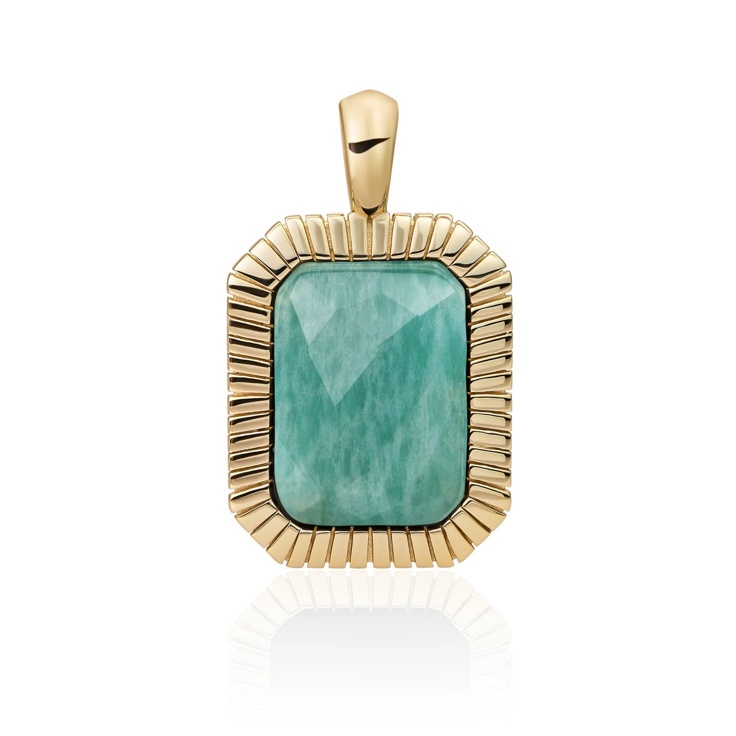 Pendant | Gold - Rich Green Amazonite Baguette