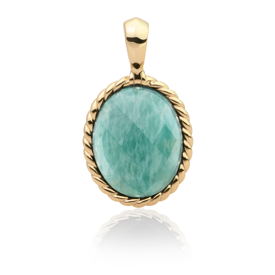 Pendant | Gold - Rich Green Amazonite Twist