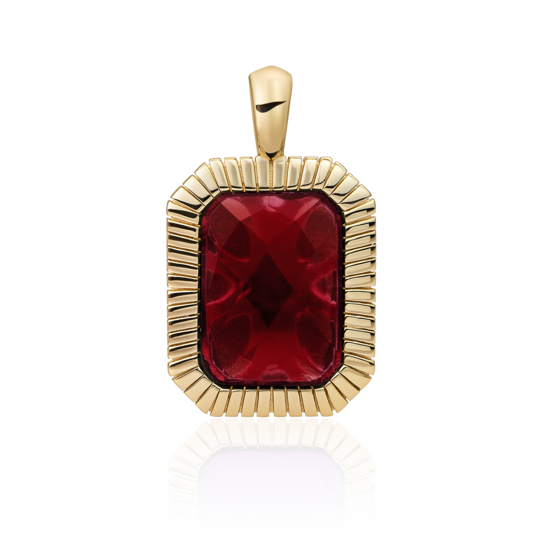 Pendant | Gold - Ruby Quartz Baguette