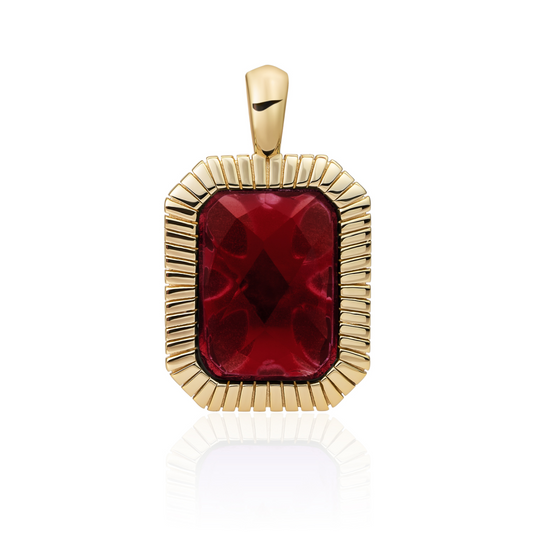 Pendant | Gold - Ruby Quartz Baguette