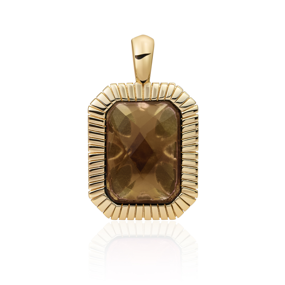 Pendant | Gold - Smoky Quartz Baguette
