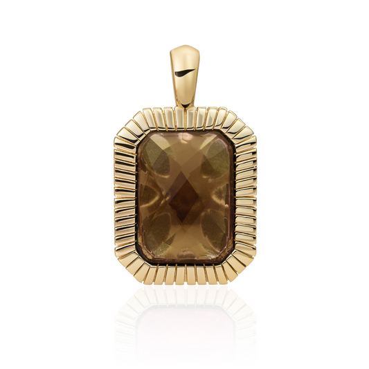 Pendant | Gold - Smoky Quartz Baguette