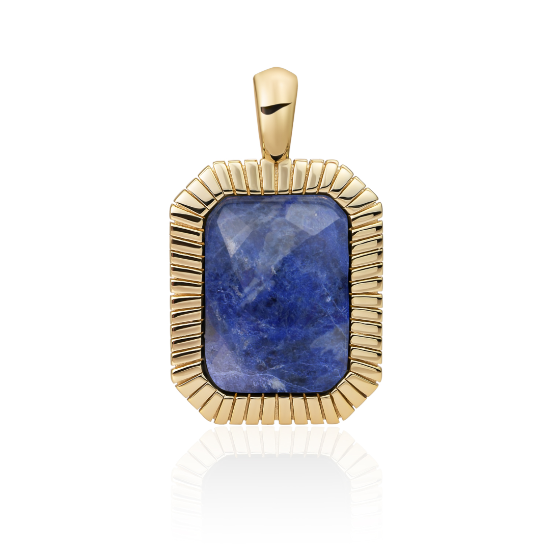 Pendant | Gold - Sodalite Baguette