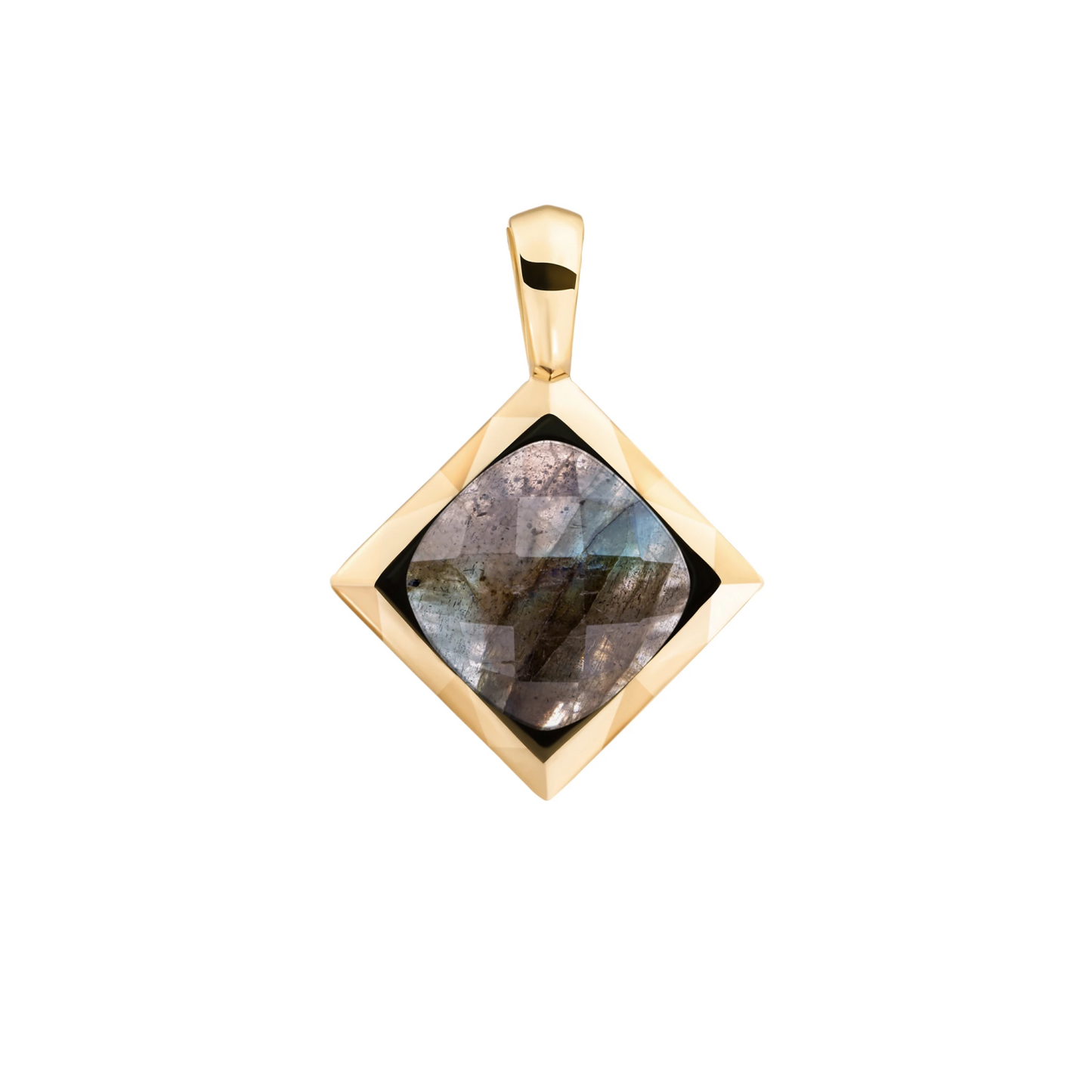 Pendant | Labradorite Cushion Cut Amulet - Gold