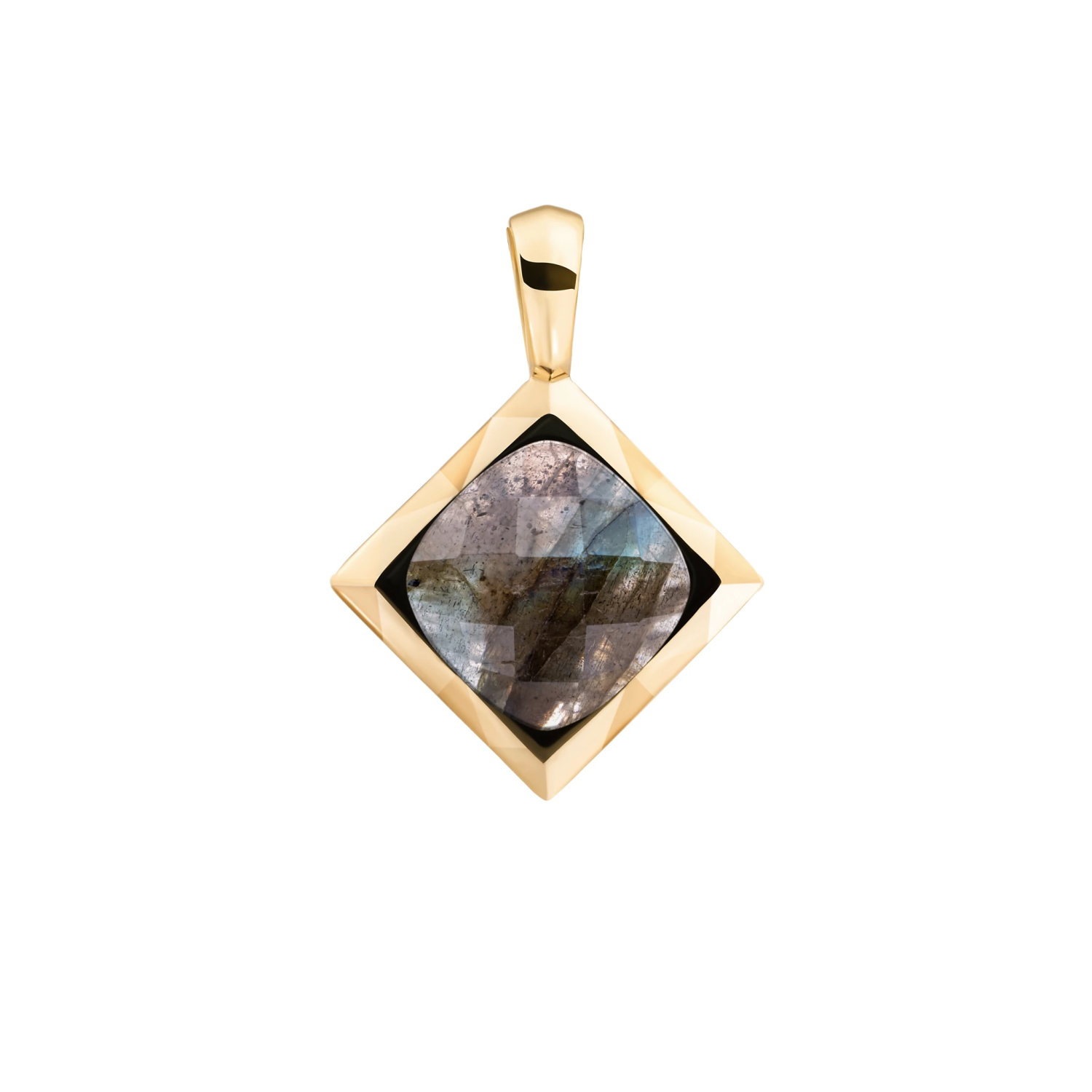 Pendant | Labradorite Cushion Cut Amulet - Gold