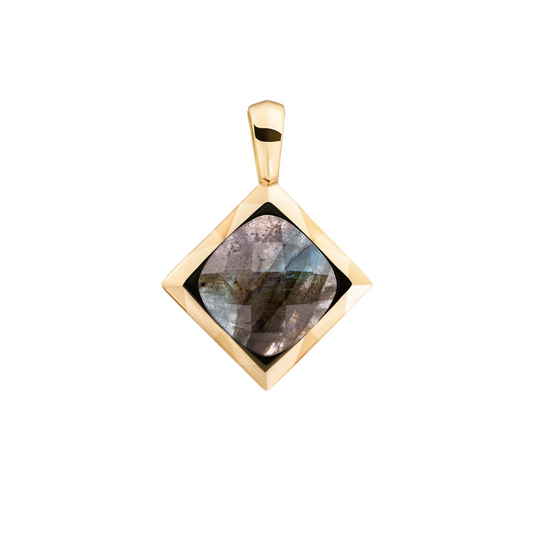 Pendant | Labradorite Cushion Cut Amulet - Gold