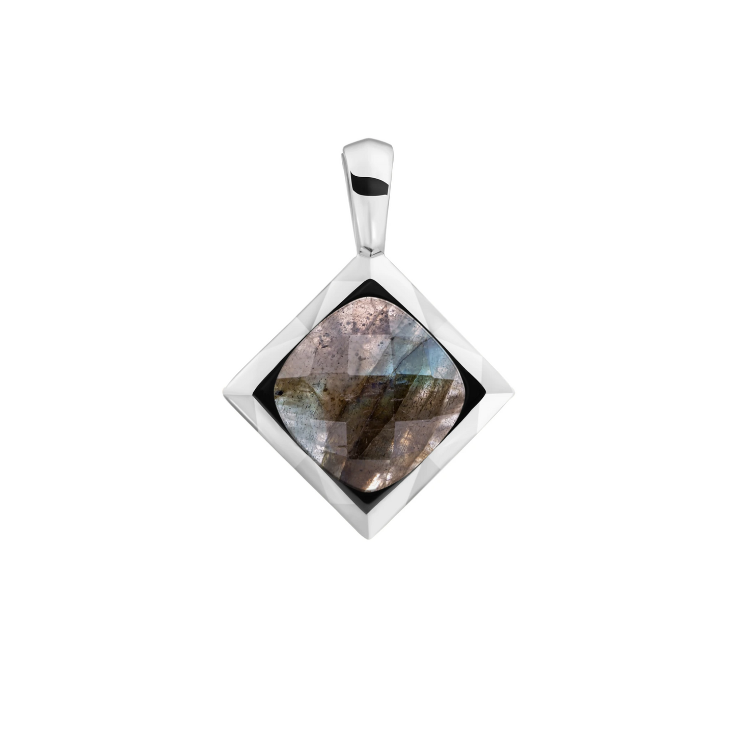 Pendant | Labradorite Cushion Cut Amulet - Silver