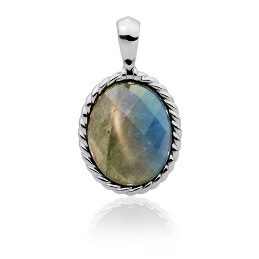 Pendant | Labradorite Twist Amulet - Silver