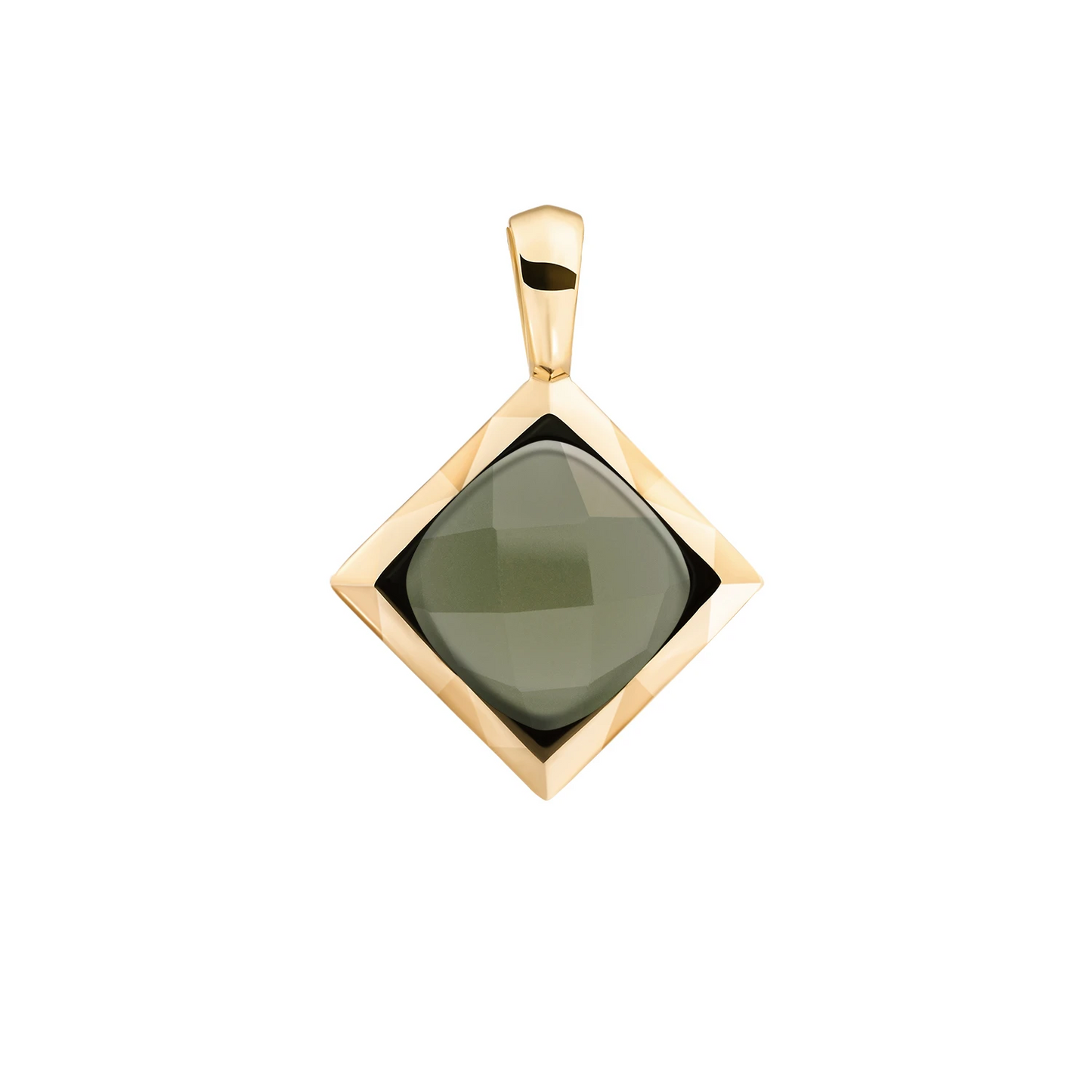 Pendant | Lime Jade Cushion Cut Amulet - Gold