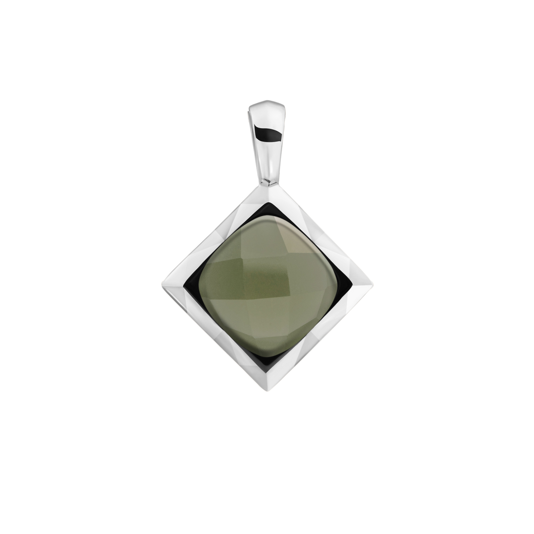 Pendant | Lime Jade Cushion Cut Amulet - Silver