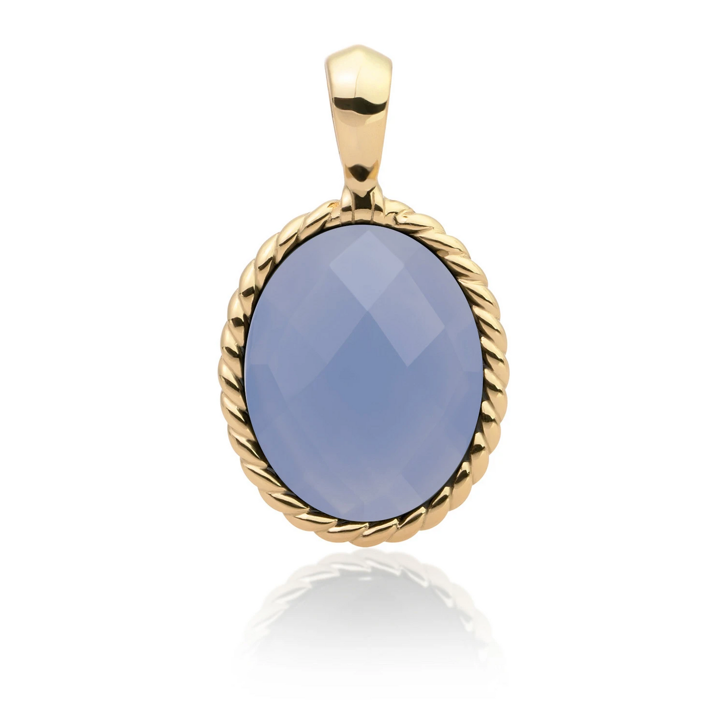 Pendant | Milky Blue Jade Twist Amulet - Gold
