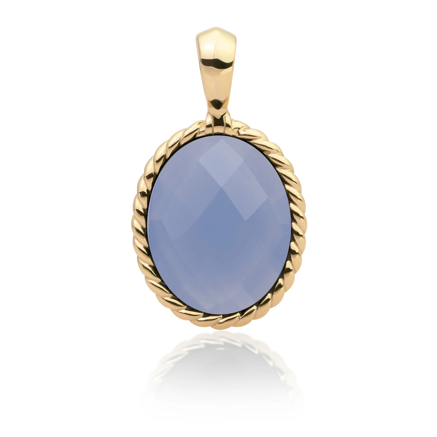 Pendant | Milky Blue Jade Twist Amulet - Gold