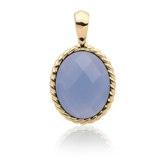 Pendant | Milky Blue Jade Twist Amulet - Gold