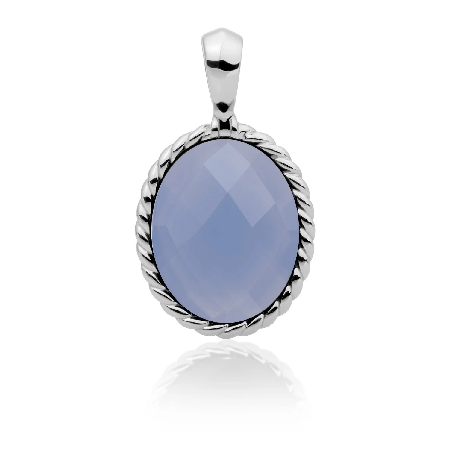 Pendant | Milky Blue Jade Twist Amulet - Silver