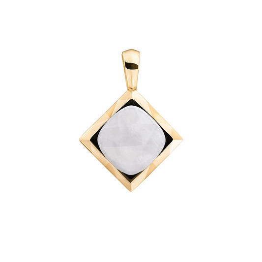 Pendant | Moonstone Cushion Cut Amulet - Gold