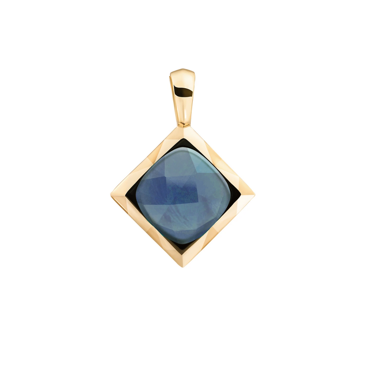 Pendant | Ocean Topaz Quartz Cushion Cut Amulet - Gold