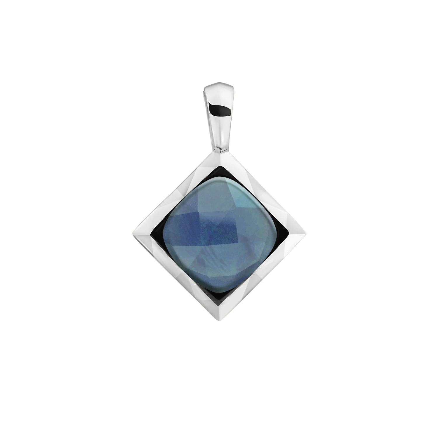 Pendant | Ocean Topaz Quartz Cushion Cut Amulet - Silver