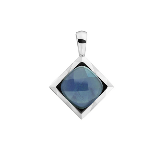 Pendant | Ocean Topaz Quartz Cushion Cut Amulet - Silver
