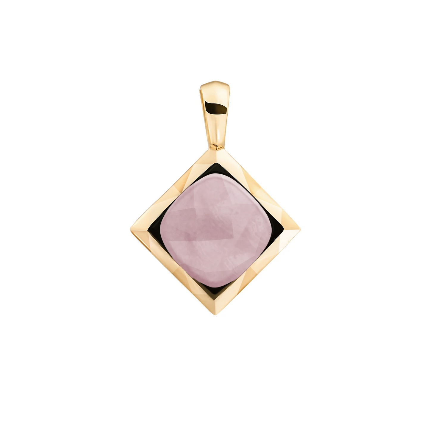Pendant | Pink Opalite Cushion Cut Amulet - Gold