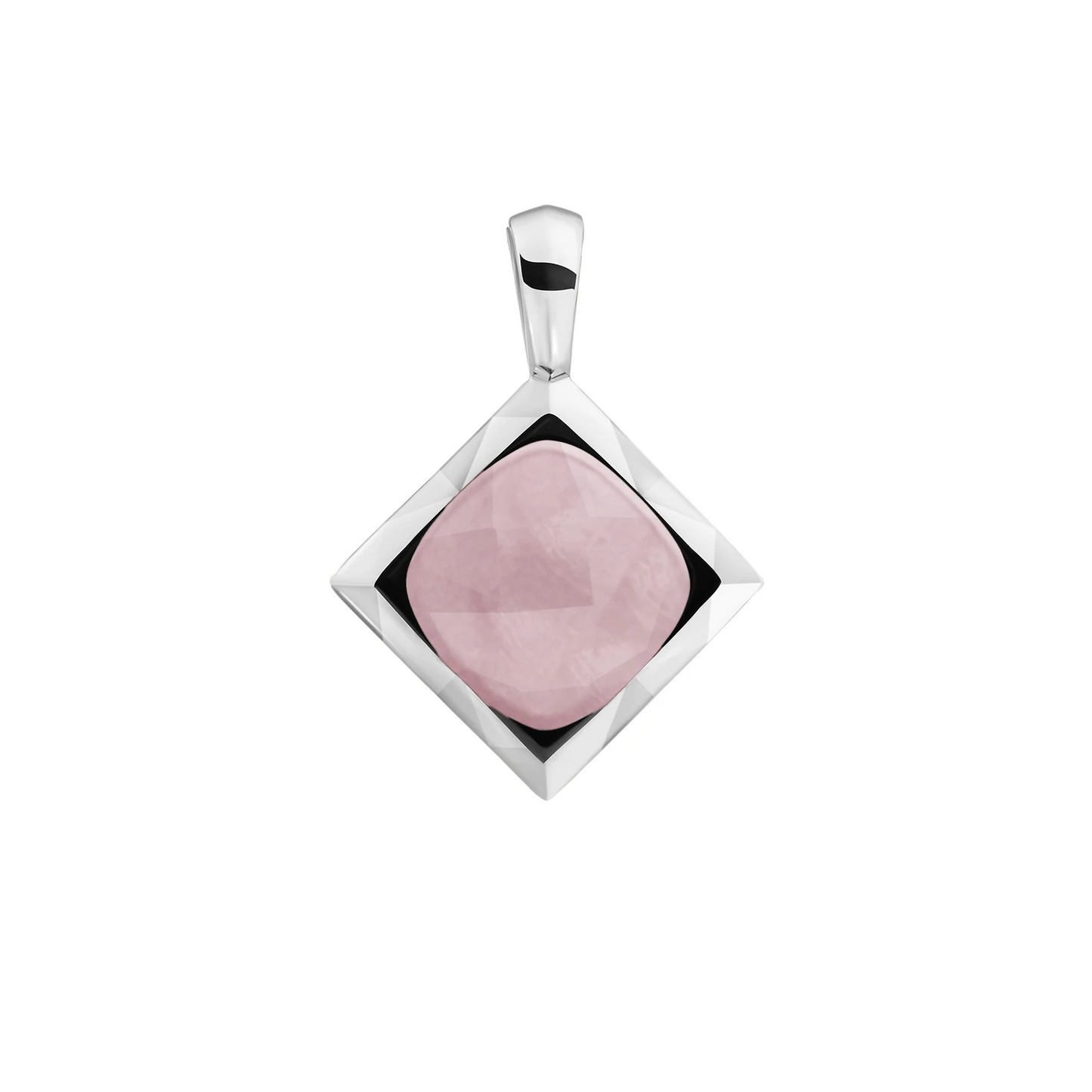 Pendant | Pink Opalite Cushion Cut Amulet - Silver
