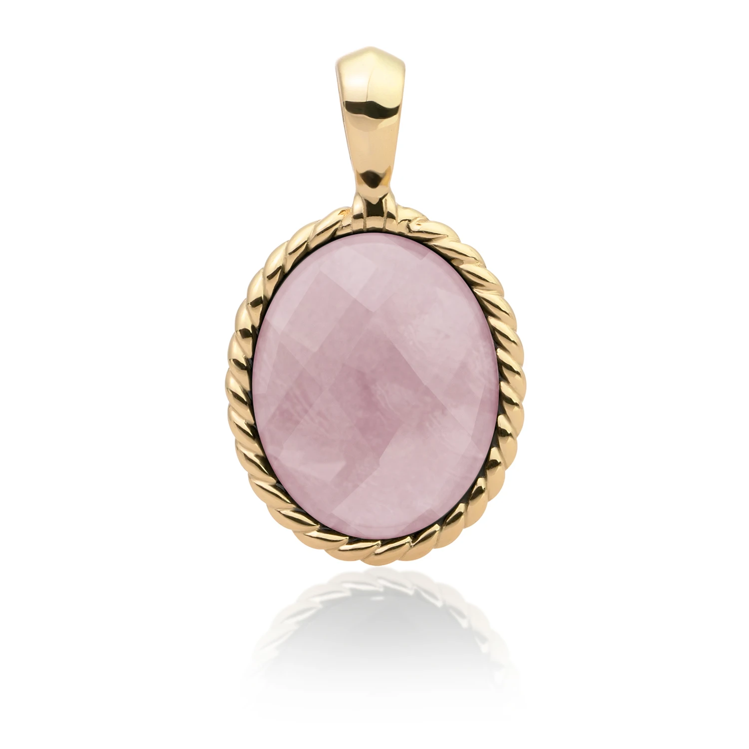 Pendant | Pink Opalite Twist Amulet - Gold