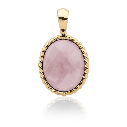 Pendant | Pink Opalite Twist Amulet - Gold