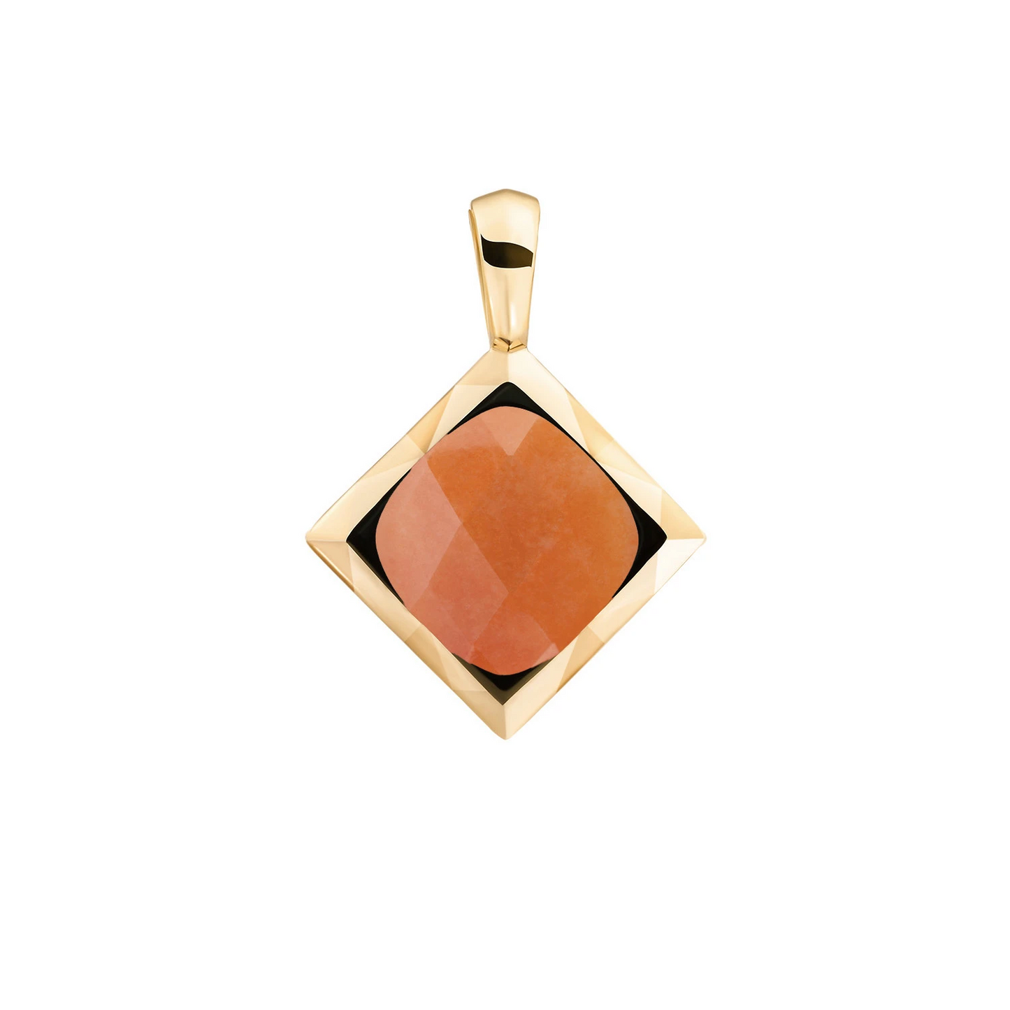 Pendant | Red Aventurine Cushion Cut Amulet - Gold