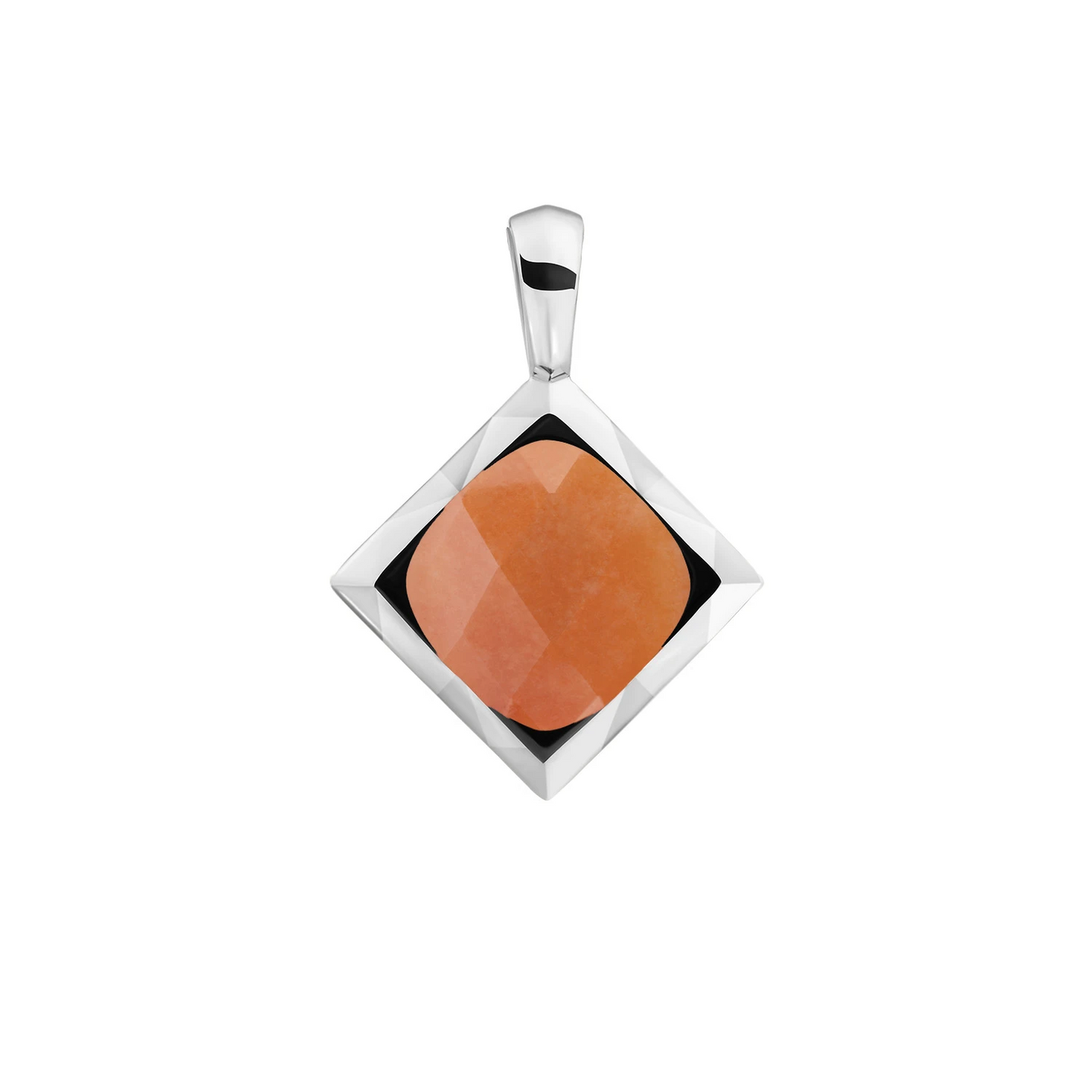 Pendant | Red Aventurine Cushion Cut Amulet - Silver