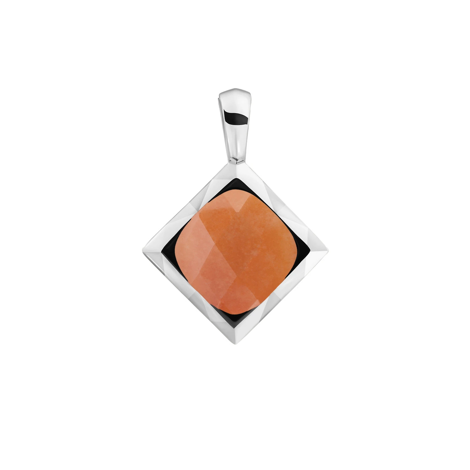 Pendant | Red Aventurine Cushion Cut Amulet - Silver