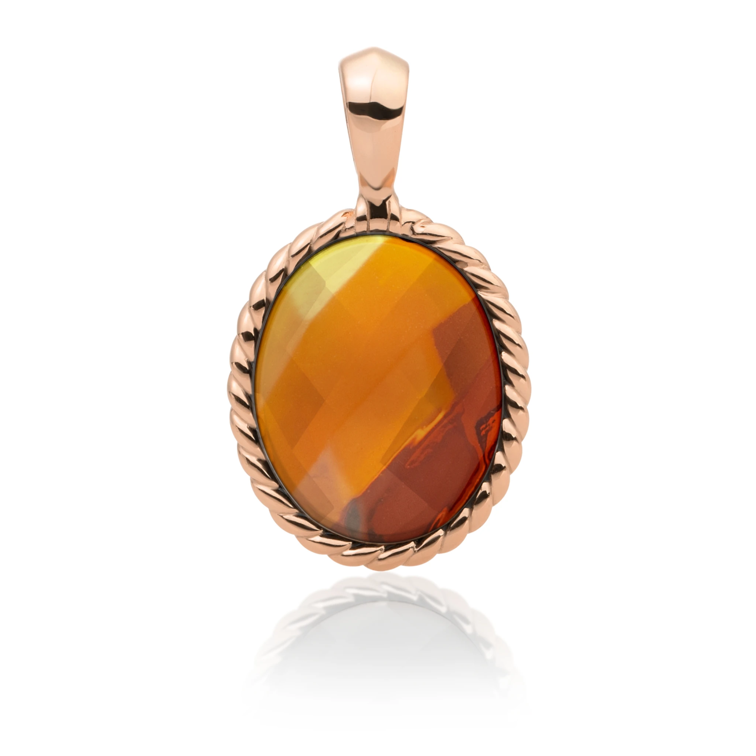Pendant - Rose Gold - Citrine Quartz Twist