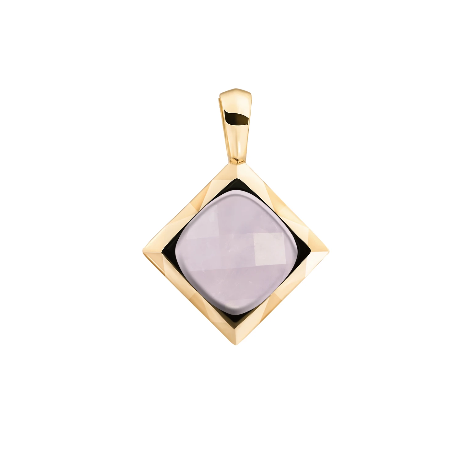Pendant | Rose Quartz Cushion Cut Amulet - Gold