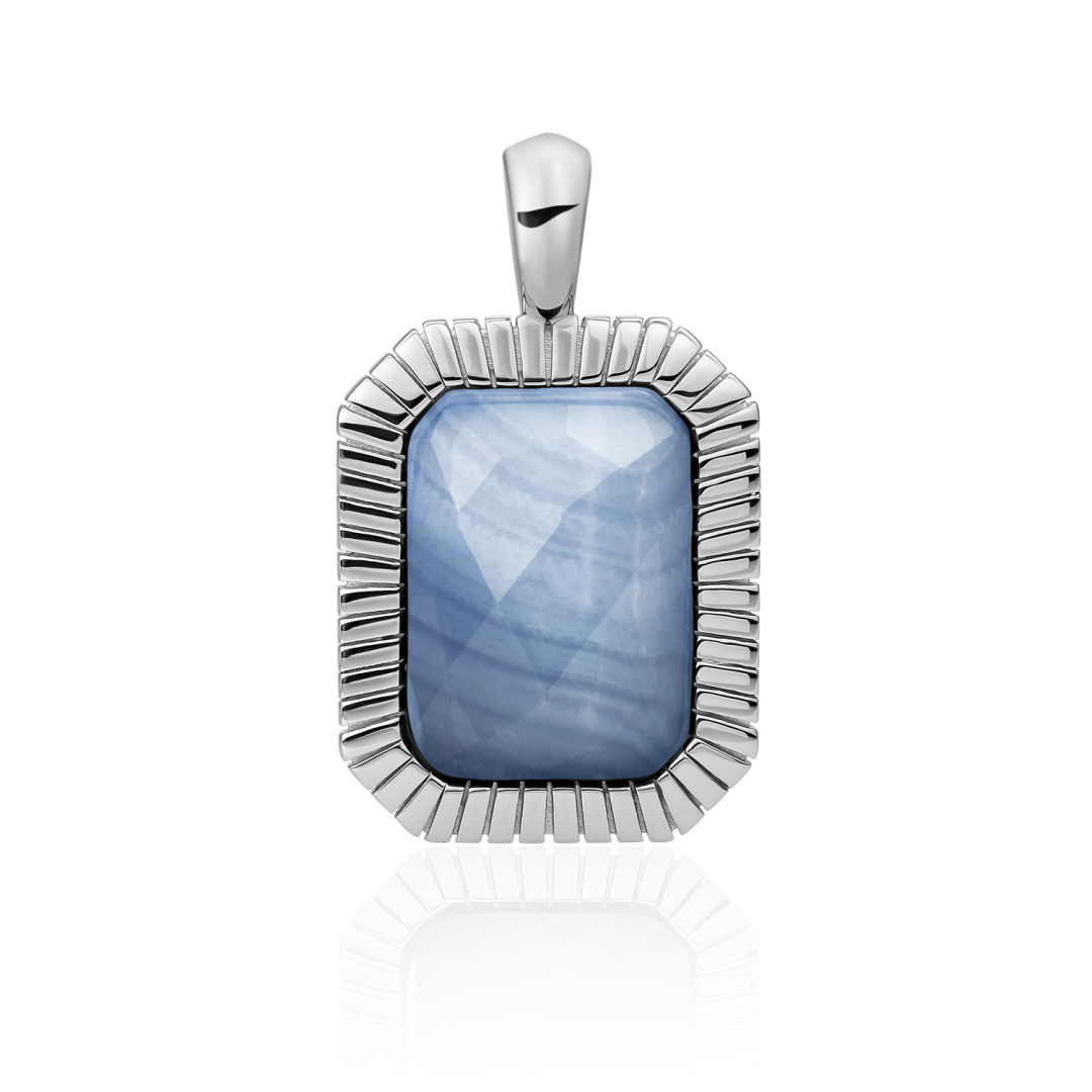 Pendant | Silver - Blue Aventurine Baguette