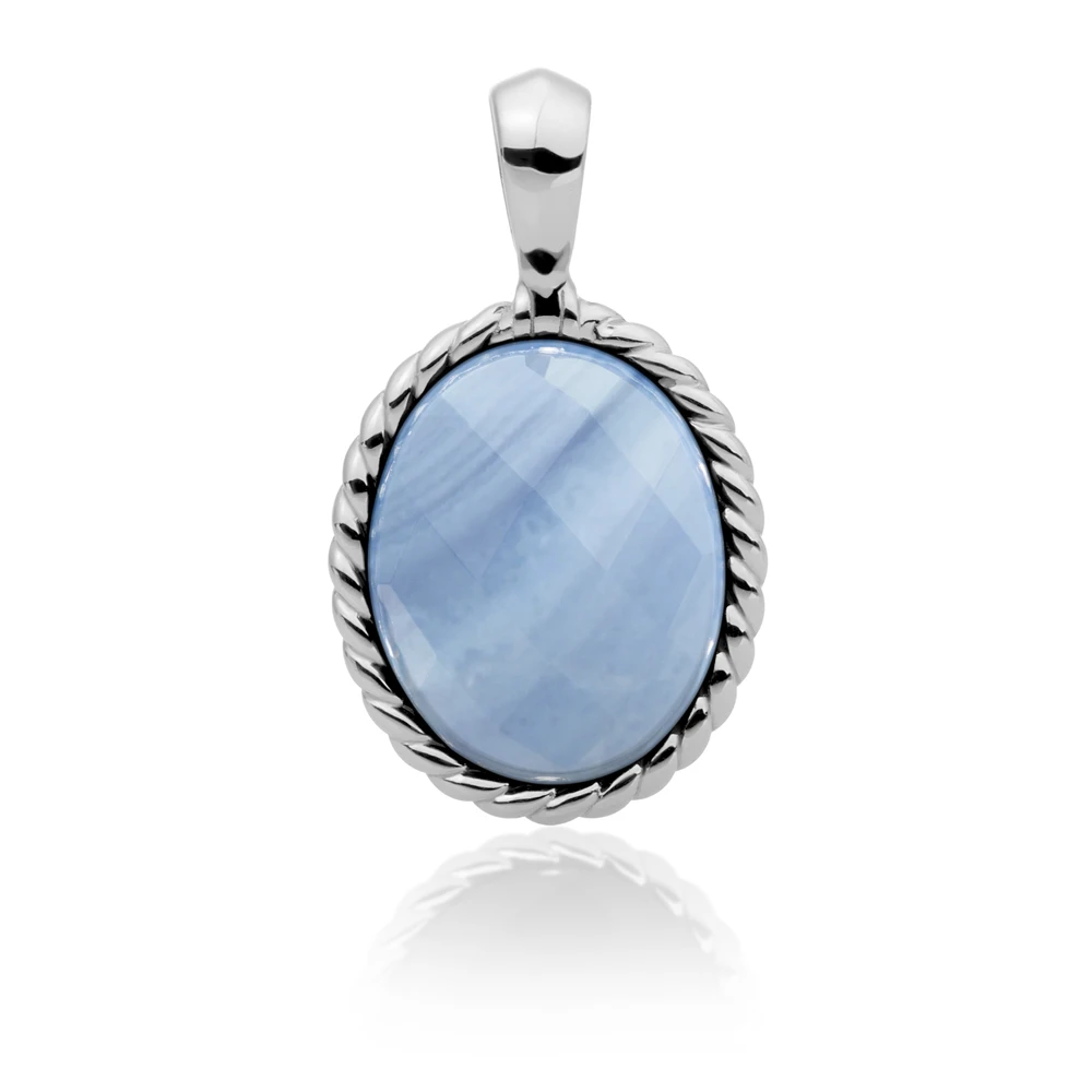 Pendant | Silver - Blue Lace Agate Twist